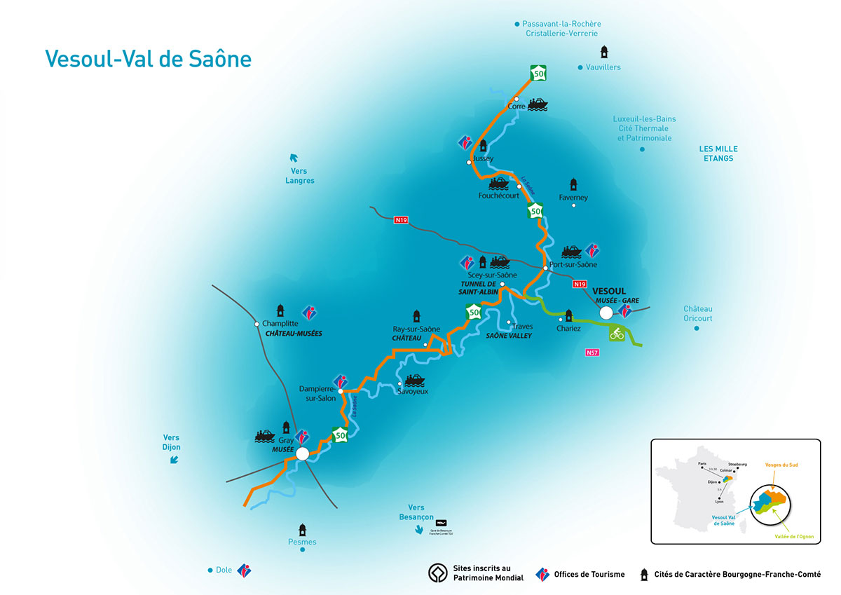Carte de la destination Vesoul Val de Saône